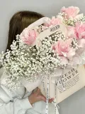 "«Барби» композиция из французских роз пинк мондиаль с гипсофилой" – Фото 2