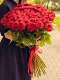 "Букет из красных роз Премиум (80 см) - 51 шт" – Фото 0