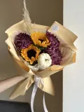 "Осенний букет с тыквой, подсолнухами и хризантемой Бигуди" – Фото 0