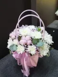 "Хризантемы кустовые с хлопком в сумочке" – Фото 0