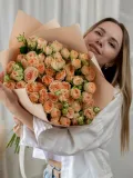 "15 кустовых бежевых роз (сорт Кения)" – Фото 6