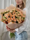 "15 кустовых бежевых роз (сорт Кения)" – Фото 0