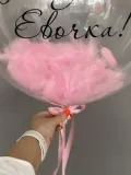 "Шар 46 см воздушный прозрачный Bubble с гелием "Bubble с декоративными розовыми перьями" 1 шт" – Фото 2
