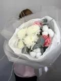 "Букет с хризантемой, диантусами и белым хлопком" – Фото 3