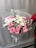 "Стильный букет 🌿 хризантема розовая белая и эвкалипт" – Фото 4
