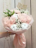 "Букет из кустовой хризантемы с альстромерией, гипсофилой и хлопком Ты моё счастье " – Фото 0