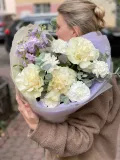 "Букет с французской розой, маттиолой, гвоздиками" – Фото 0