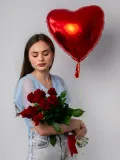 "Набор 9 роз + Шар сердце фольгированный" – Фото 0