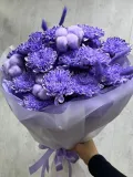 "Букет из кустовых хризантем, хлопка и лагуруса" – Фото 0