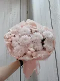 "Букет из кустовой хризантемы, хлопка и лагуруса Персиковый румянец " – Фото 0