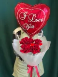 "КОМБО Французские розы и шар-сердце I love you" – Фото 1