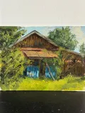 "Картина «Домик в деревне». Картон/ масло / 24*18" – Фото 3