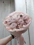 "Букет из кустовой хризантемы, хлопка и лагуруса Персиковый румянец " – Фото 2