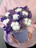 "Статица сухоцвет с хлопком в мини шляпке" – Фото 0