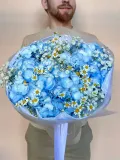 "Воздушный букет из гортензии, ромашки и гипсофилы" – Фото 0