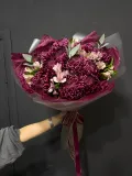 "Букет винных хризантем с альстромерией" – Фото 0