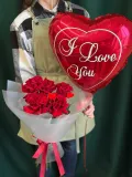 "КОМБО Французские розы и шар-сердце I love you" – Фото 2