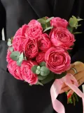 "Букет невесты: кустовые пионовидные розы с эвкалиптом Н11" – Фото 3