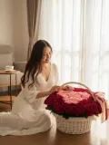 ""Романтика в корзине" 🌹🎀 композиция 101 Роза" – Фото 1