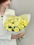 "«Ванильный десерт» букет из кустовых пионовидных роз пион баблз" – Фото 5