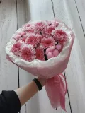 "Букет из кустовой хризантемы, хлопка и лагуруса Багровый румянец " – Фото 1