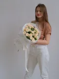 "5 кремовых кустовых роз" – Фото 0