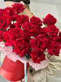 "«Целестина» 25 красных французских роз Эксплорер в шляпной коробке" – Фото 0