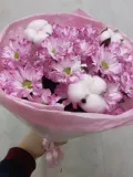 "Букет из кустовых хризантем с хлопком" – Фото 0
