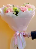 "ХИТ! Авторский Розово зелёный букет с Французской розой Пинк Мондиаль" – Фото 2