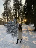 "Набор из 25 серебряных хромированных шаров на серебряной ленте " – Фото 2