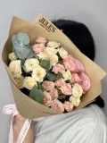 "«Juliette» букет из кустовых роз и эвкалиптом" – Фото 1