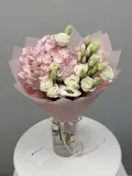 "Букет из розовой гортензии и эустомы, букет 461 " – Фото 2