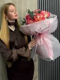 "Букетик " Джумилия с кружевными розами и эвкалиптом "" – Фото 1