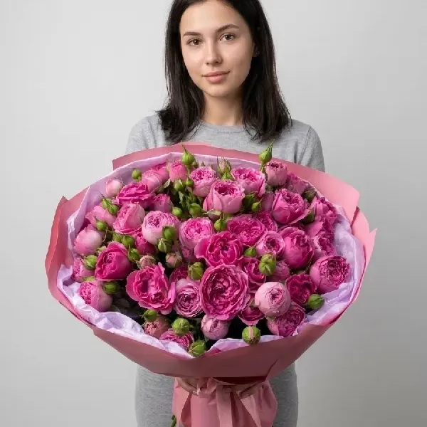 25 пионовидных роз Мисти баблз 