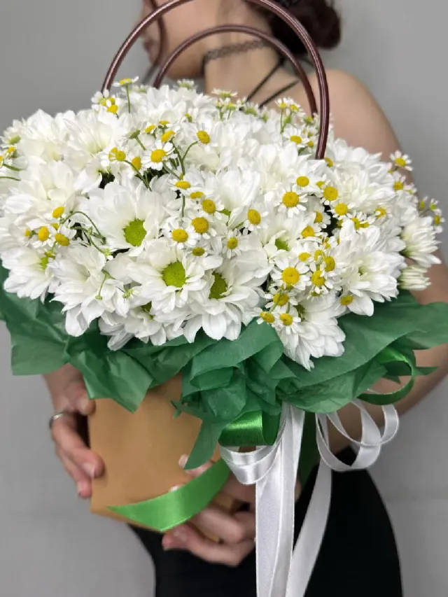"Сумочка с ромашками и кустовой хризантемой" – Фото 2