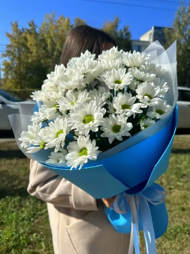 "5 Кустовых хризантем в дизайнерской упаковке" – Фото 2