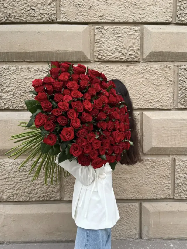 "«Королева Сердец»❤️ моно букет 101 роза" – Фото 4