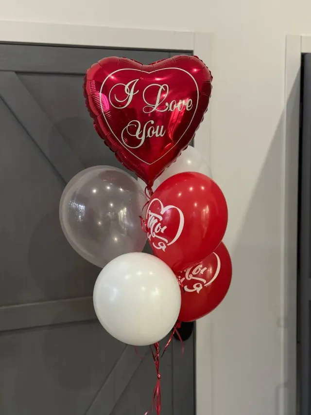 "Фонтан из красно-белых шаров «I love you»" – Фото 4