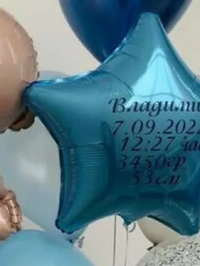 "Шары воздушные гелиевые композиция на выписку из роддома "Маленький ангел" 13 шт" – Фото 3