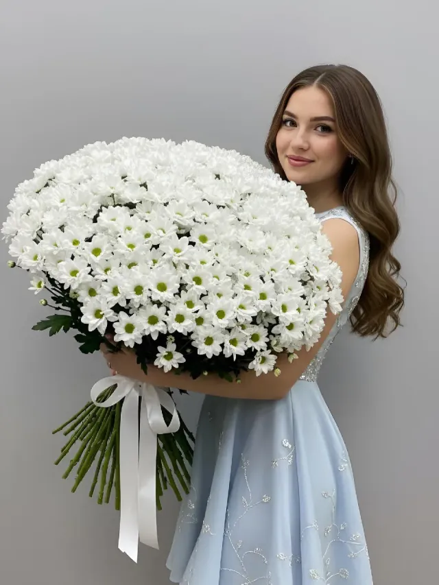 "«Вау!!! Это мне🥰» моно букет 101 Хризантема Кустовая" – Фото 3