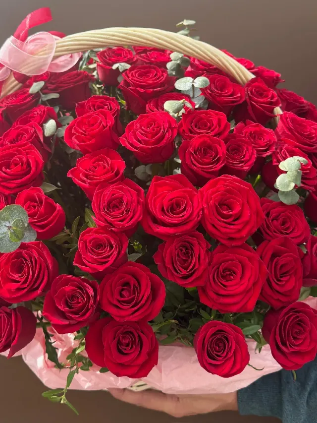 ""Романтика в корзине" 🌹🎀 композиция 101 Роза" – Фото 2