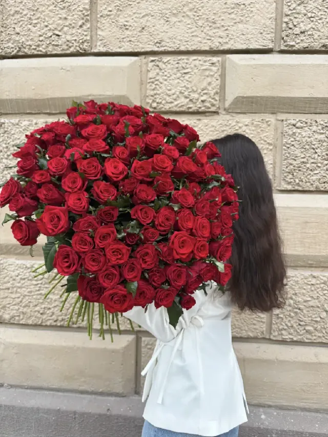"«Королева Сердец»❤️ моно букет 101 роза" – Фото 2