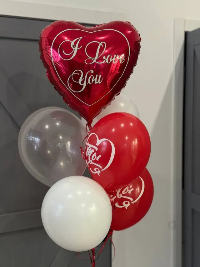 "Фонтан из красно-белых шаров «I love you»" – Фото 1