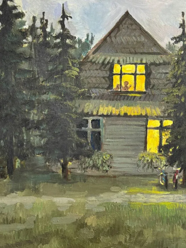 "Картина «Гулять хочется, да холодно». Холст / масло / 90*70" – Фото 2
