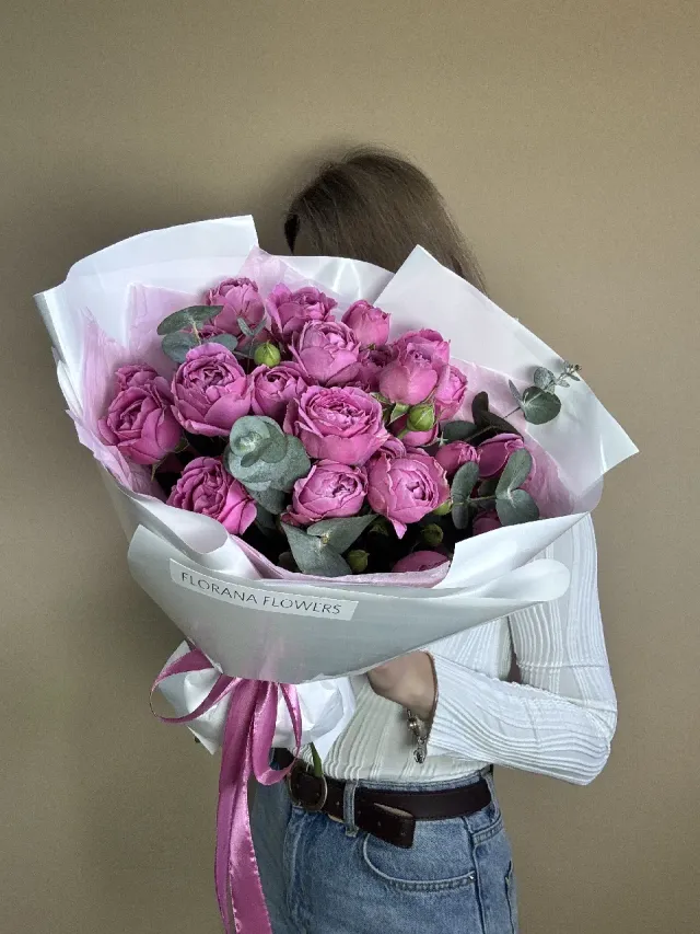 "Букет из Мисти балс. розовые Пионовидные розы " – Фото 1