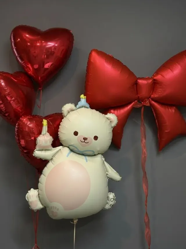 "Набор шаров «Мишка с сюрпризом и гигантский бант» 🧸🎀" – Фото 2