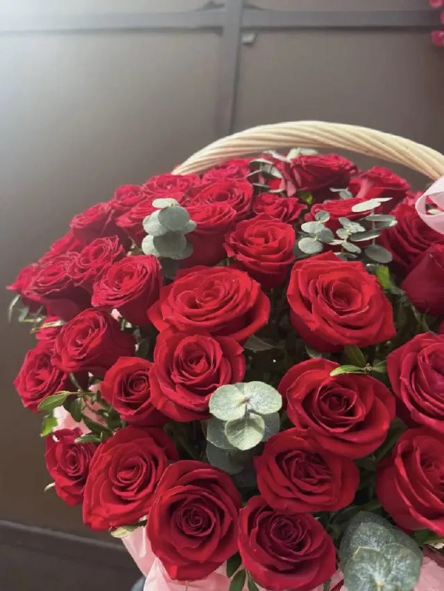 ""Романтика в корзине" 🌹🎀 композиция 101 Роза" – Фото 3