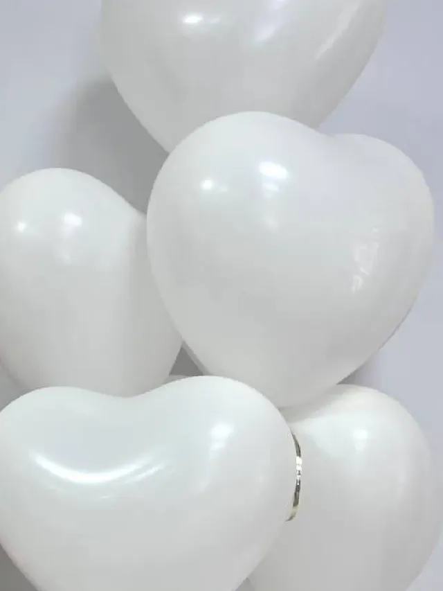 "Шары сердца белые латексные и мишка с сердцем" – Фото 3